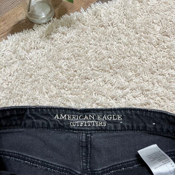 American Eagle Size 2 Black Distressed Button Fly Denim Mini Skirt - Picture 4 of 5